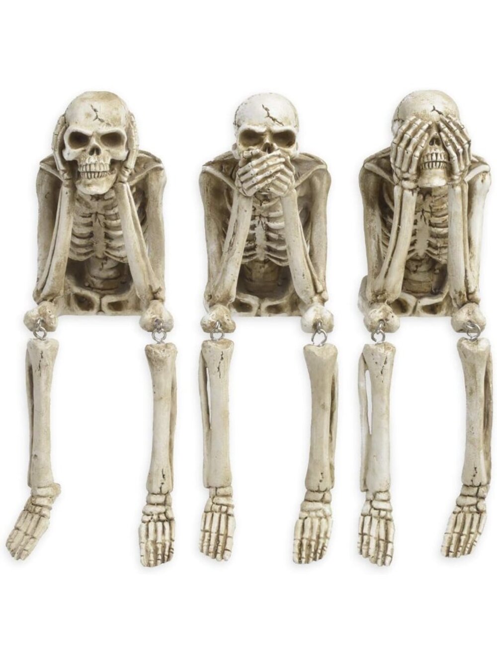 House Studio Skeleton Halloween Decorations Indoor No Evil Statues Set of 3